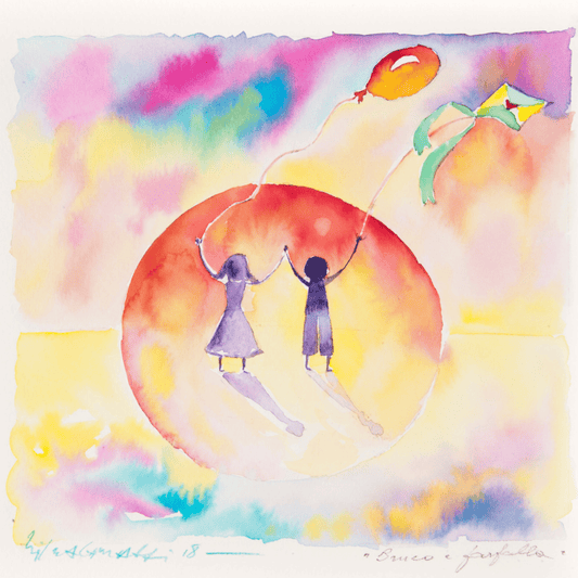 Acquerello "Bruco e Farfalla"