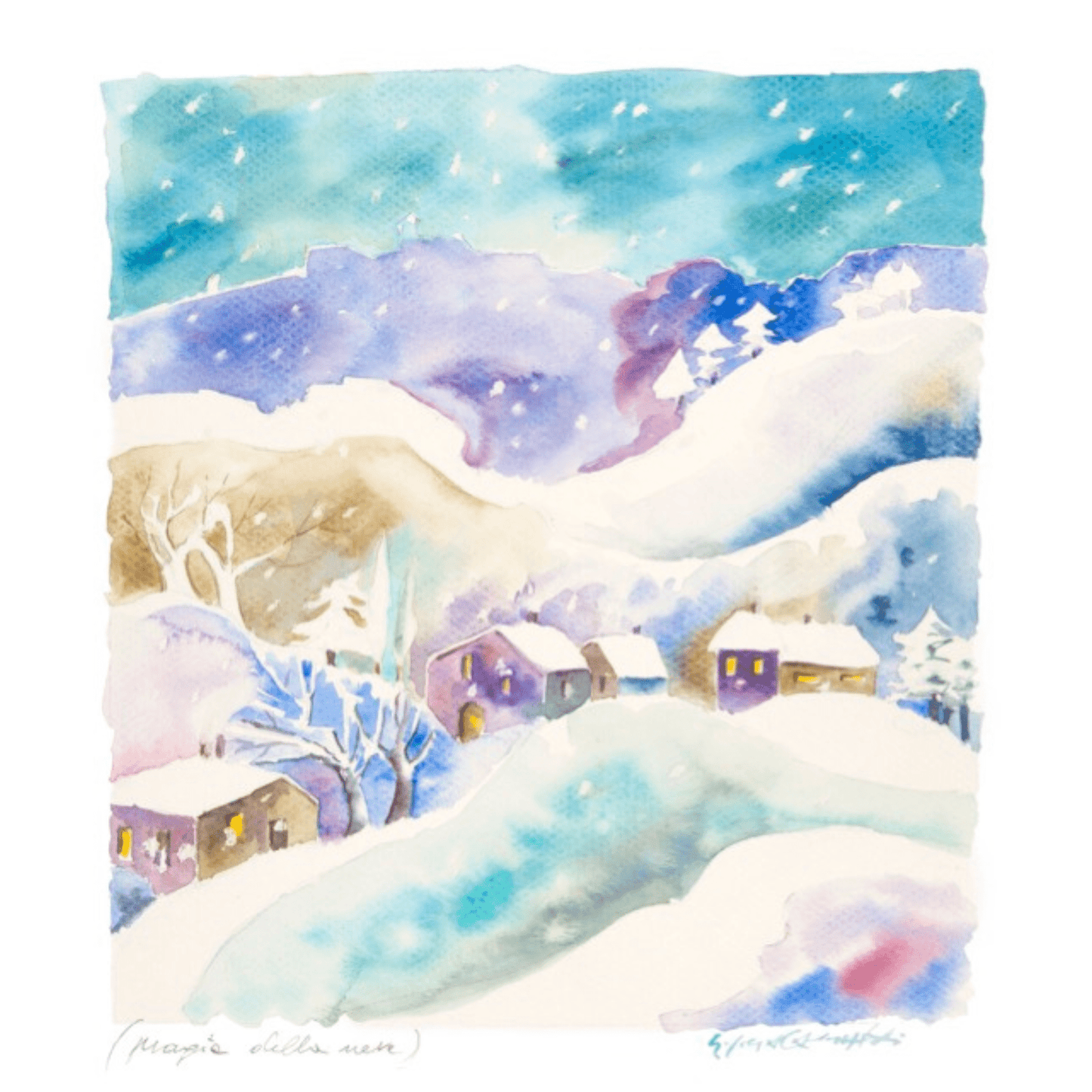 Acquerello "La Magia della Neve"