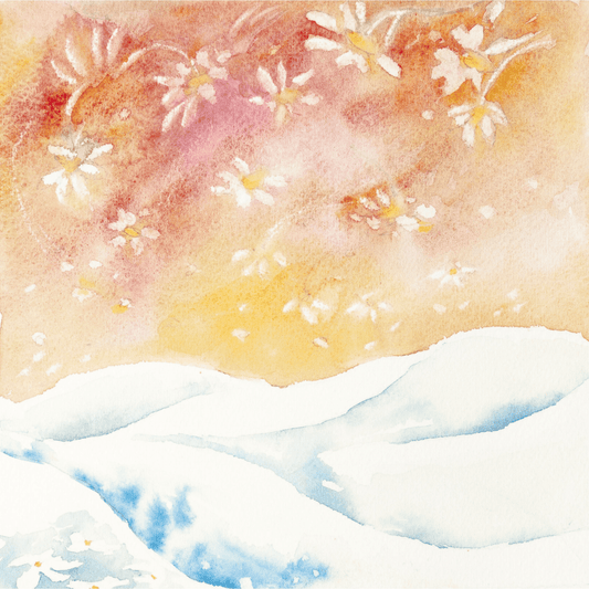 Acquerello "Neve e Margherite"